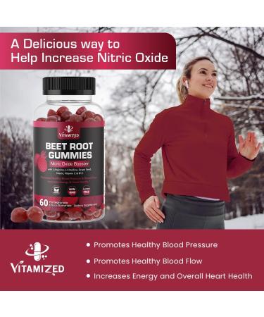 Vitamized Beet Root Chews 1000mg - Heart Support Supplement with Grape Seed, Vitamin C & B12 - Nitric Oxide for Blood Pressure & Circulation - Pomegranate Flavor - 60 Count - Buy Online on GoSupps.com