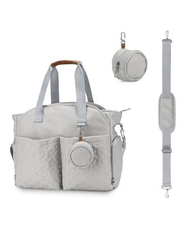 SONARIN Multifunctional Stylish Baby Nappy Changing Tote Bag Large Capacity Waterproof Baby Changing Bag Satchel Messenger Bag Portable Travel Diaper Bag with Pacifier Bag(Grey)