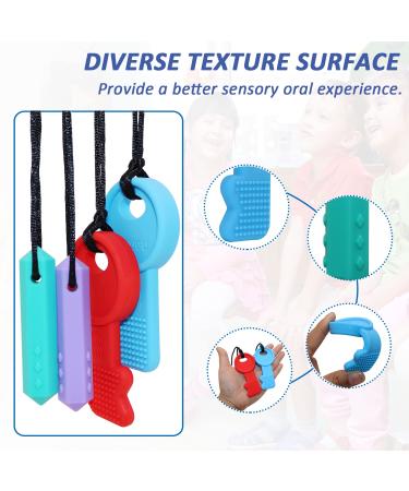 Chew Necklaces for Sensory Kids - Silicone Chew Toys for Children with ADHD, Autism, Anxiety - 4 Pack by Olugu - Buy Online on GoSupps.com