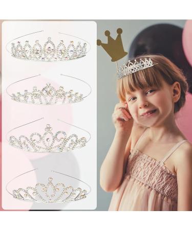 4pcs AB Rhinestone Silver Princess Crowns Set for Girls - Small Tiara for Birthday, Halloween & Christmas - Buy Online on GoSupps.com
