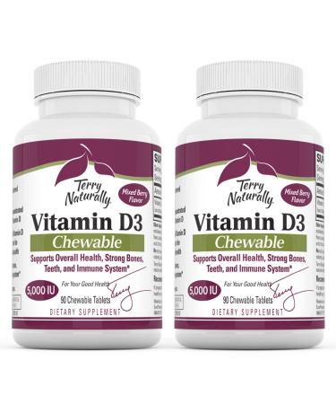 Terry Naturally Vitamin D3 Chewable Mixed Berry 5000 IU 90 Chewable Tablets