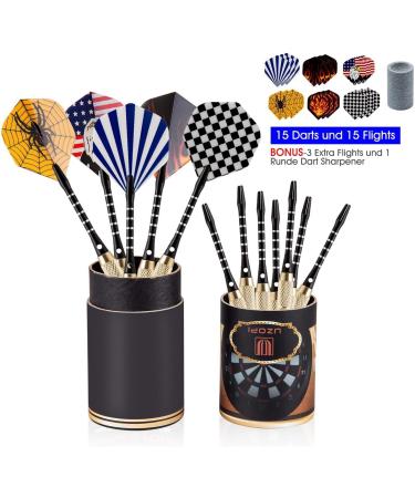 UZOPI 15 Pack Steel Tip Darts Set 18g with Sharpener & Extra Flights - Aluminum Shafts, Brass Barrels - Ideal for Rec Rooms, Man Caves, Bars & Game Rooms - Buy Online on GoSupps.com