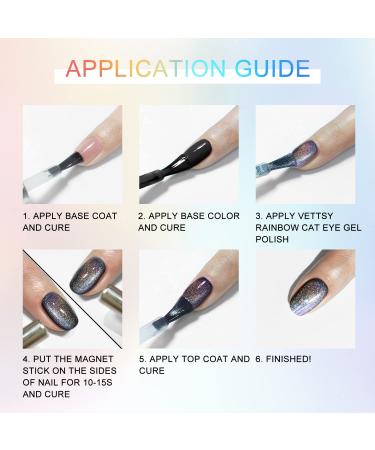 Vettsy Universal Rainbow Cat Eye Gel Nail Polish - Holographic Chameleon Magnetic Gel for Salon Designs & DIY Art - 15ML - Buy Online on GoSupps.com