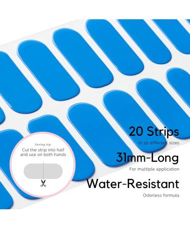 Buy Nailog Semi Cured Gel Nail Strips - 20 Extra Long Glossy Stickers | Buy 2 Get 1 Free UV Lamp | Long Lasting Soft Gel Finishing - Butterfly Blue - Buy Online on GoSupps.com