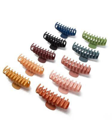 10 Pack - 4.3" Large Hair Claw Clips With a Classy Matte Finish. Non-Slip, Firm Grip for All Hair Types(Thick/Thin). Ten Trendy Claw Clip Colors for Women/Girls. Great Gift!