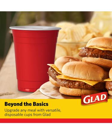 Glad Everyday 16 oz Red Disposable Plastic Cups - 100 Count | Strong & Sturdy Party Cups for All Occasions - Buy Online on GoSupps.com