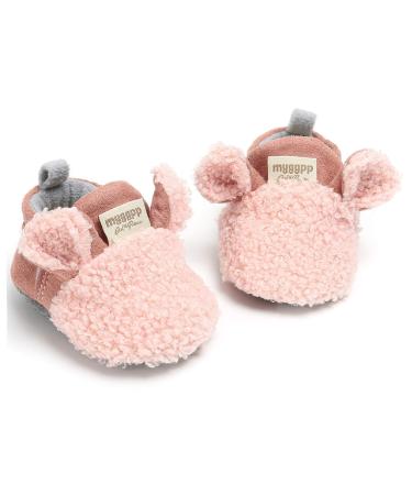 RVROVIC Baby Boys Girls Plush Winter Snow Boots Bowknot Anti Slip Warm Fleece Infant Boots Toddler Prewalkers 6-12 Months A Pink