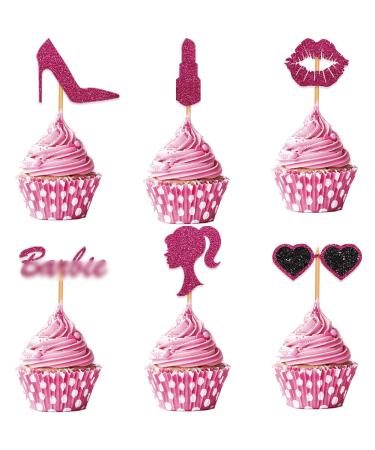 Blopee Cupcake Toppers Princess Cupcake Toppers for Girls Birthday Pink Cupcake Decorations for Birthday Party 12 pcs Cupcake Decor for Bridal Baby Shower Birthday Wedding Themed Party Decorations pink cupcake toppers Mixed1-pink1