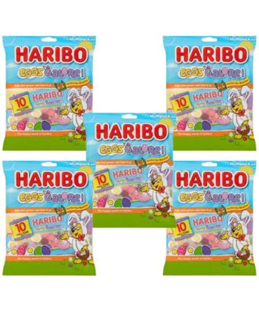 Easter Egg Hunts Sweet Bundle - Amamitrade Thank You Sticker Made For Haribo Easter Eggs Galore Pack of 5 (160g) - 50 Mini Sweets Bags - Kids Adults Egg Hunt Treats