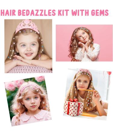 Hair Bedazzler for Girls Hair Bedazzler Kit with 180 Hair Gems Hair Styling Tool Hair Gem Stamper Girls Hair Accessories for Girls Women Pink-A - Buy Online on GoSupps.com
