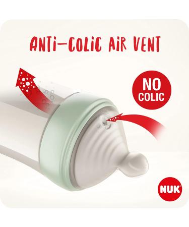 NUK Nature Sense Glass Baby Bottles Starter Set | Breast-Like Silicone Teat | Anti Colic | BPA-Free | 7 Count Hearts | Temperature Control | 0-18 Months - Buy Online on GoSupps.com