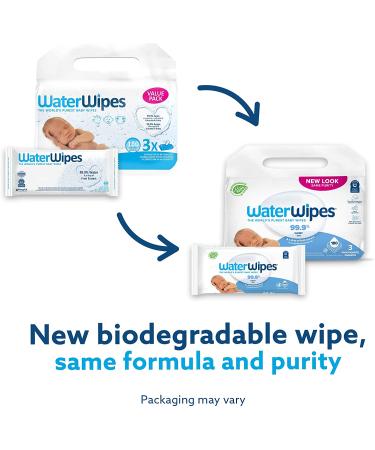 WaterWipes Original Baby Wipes - 99.9% Water, Unscented & Hypoallergenic, 3 Packs (180 Count) for Sensitive Skin - Buy Online on GoSupps.com