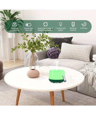 Diffofe 300ml Essential Oil Diffuser with Remote Control - Electric Aroma Humidifier - 8 Hours Quiet Operation - 7 LED Color Night Lights - Timer - Green - Buy Online on GoSupps.com