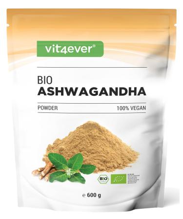 Organic Ashwagandha Root Powder 600g - 100% Real Indian Ashwagandha (Withania Somnifera) From Organic Farming - Vegan