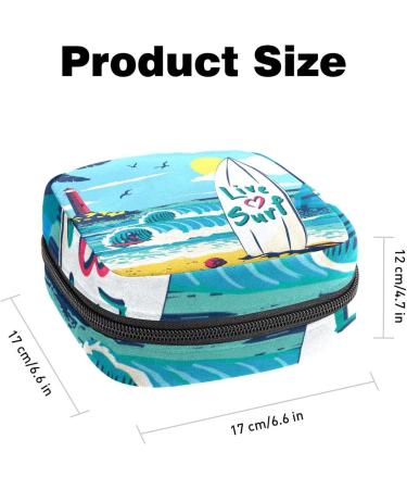 Anna Cowper Surfboard Beach Pattern Sanitary Napkin Storage Bag Feminine Menstrual Cup Pouches Nursing Pad Holder Tampon Bags Portable Period Bag for Women Teen Girls 1Pcs Multi-colored 18 - Buy Online on GoSupps.com