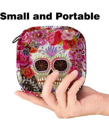 Buy Stylish Menstruation Pad Bag with Zipper - Day of the Dead Design for Women & Girls - Perfect for Tampons & Napkins - Buy Online on GoSupps.com