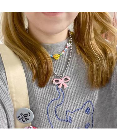 OralGos Fashion Bow Pendant Necklace - Cute Clavicle Chain & Ball Choker Jewelry | Simple Style Metal Accessories - Buy Online on GoSupps.com