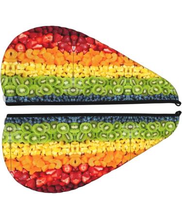 Fruit Rainbow Coral Velvet Dry Hair Cap - Unisex Towel Wrap for Bath Pool Beach | Ideal Home Accessory - Buy Online on GoSupps.com