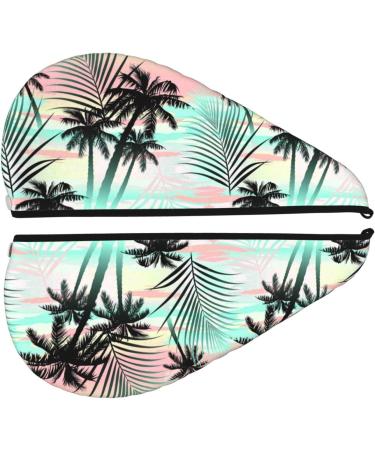 Buy Tropical Summer Palm Microfiber Hair Towel - Super Absorbent Coral Velvet Quick Dry Wrap for Long Curly & Thick Hair - Ideal for Women - Buy Online on GoSupps.com