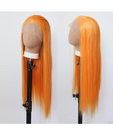 Orange Lace Front Wig - Long Straight Synthetic Hair for Black Women - Heat Resistant Fiber - Cosplay and Daily Wear - Buy Online on GoSupps.com