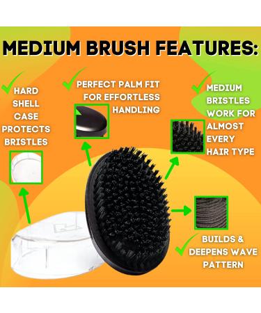 Veeta Superior Wave Brush for Men 360 with Protective Cover - Medium Palm Wave Brush with 100% Synthetic Flex Bristles for Defined Wave Pattern - Buy Online on GoSupps.com