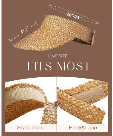 Packable Handmade Straw Sun Visors for Women - Khaki Beach Hat - Buy Online on GoSupps.com