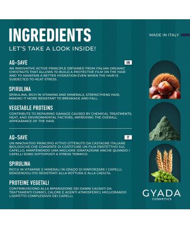 GYADA COSMETICS Protecteur de chaleur fortifiant la spiruline et l AQ-SAVE Protecteur de chaleur pour cheveux action restructurante pour cheveux hydrat s 100 ml - Buy Online on GoSupps.com