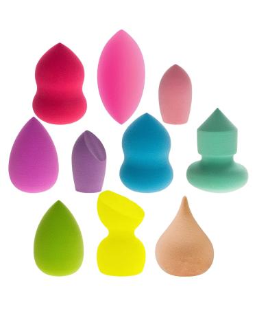 SHANY Blender Makeup Sponge Set - 10 Pcs Latex-Free Vegan Blending Puffs for Liquid Cream & Powder Foundations - Multi Shapes & Assorted Colors - Perfect Gift - Buy Online on GoSupps.com