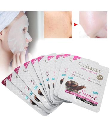 Sonew 10pcs Snail Agency Essence Facial Sheet Mask | Moisturizing Anti-Aging Collagen Skin Care | Hydrating Pore-Reducing Mask - Buy Online on GoSupps.com