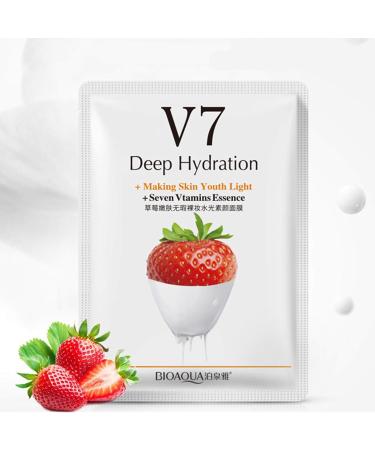 BIOAQUA V7 Deep Hydration Face Mask - 8 PCS | Youthful Skin with Seven Vitamins & Natural Extracts - Refreshing & Moisturizing - Buy Online on GoSupps.com