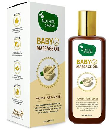 Mother Sparsh Ayurvedic Baby Massage Oil  18 Herbal extracts and Oils - Lajjalu  tagar  Almond & Avocado Oil  100ml