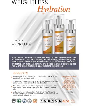 Hydralite Moisturizer - Lightweight Dermatologist Tested & Clinically Proven Hydration - 1.8 Oz - Buy Online on GoSupps.com