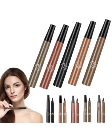 Cohbskj Glowly Secret Eyebrow Pen Unique Quad Eyebrow Pencil Quad Forked Liquid Eyebrow Pencil Long-Lasting Waterproof Microblading Eyebrow Pen (5PCS)