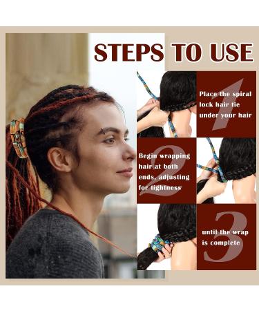 Spiral Lock Hair Tie Dreadlock Accessories - 4 Pcs Bendable Hair Ties for Thick Curly Hair - Bohemian Iron Wire Ponytail Holders for Men and Women - Colorful Dread Hair Bands - 4 Styles - Buy Online on GoSupps.com