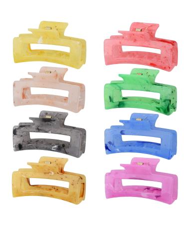 8 PCS Hair Claw Clips, 3.5 Inch Hair Claw Clips Rectangle Claw Clips Acrylic Banana Claw Clips for Women Thick Hair (3.5inch)