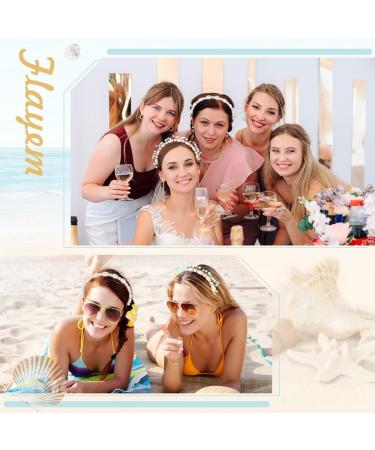 Flayem Pearls Shell Headband Silver Narrow Mental Hair Band Beach Wedding Holiday Bridal Hair Hoop for Women and Girls (White Pearls) - Buy Online on GoSupps.com