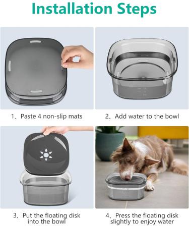 Pettom 2L Leakproof Dog Water Bowl | Non-Slip Travel-Friendly Design for Dogs | Antilabber & Large Black Pet Dispenser - Buy Online on GoSupps.com