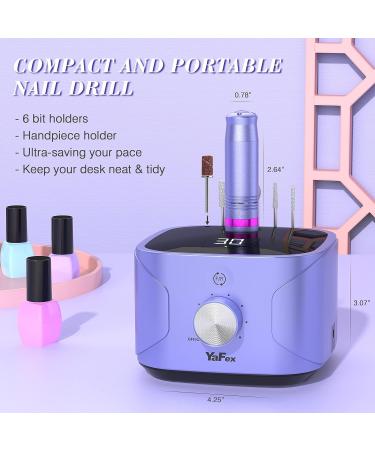 YaFex Electric Nail Drill Machine - 30000RPM Professional Efile Nail File for Acrylic Nails - LED Display, Shaping, Buffing, Gel Nail Removal - Purple - Buy Online on GoSupps.com