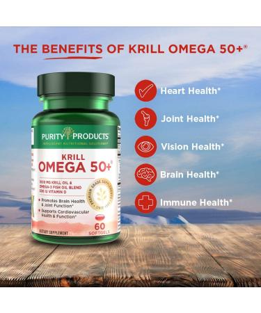 Purity Products Krill Omega 50+ - 60 Mini Softgels, Omega-3 Blend with Astaxanthin, Phospholipids, and Vitamin D for Aging Adults - Buy Online on GoSupps.com