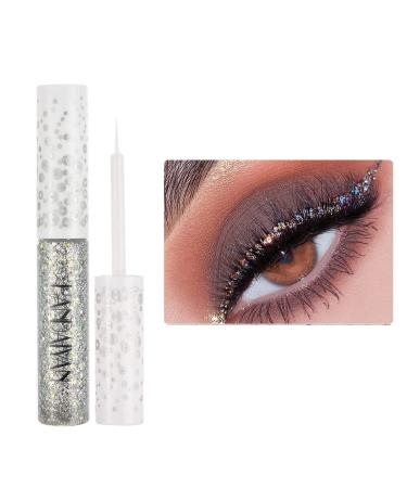 Hacaus 1PCS Glitter Liquid Eyeliner Shimmer Eye Liner Long Lasting Eyeshadow Women Makeup Symphony Silver Color 02
