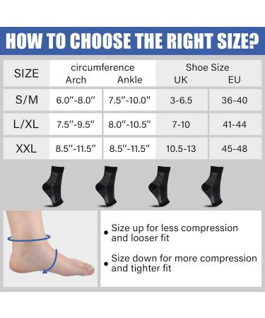 Plantar Fasciitis Support Socks - Ankle Brace Compression for Pain Relief - 4 Pairs Black XXL - Buy Online on GoSupps.com