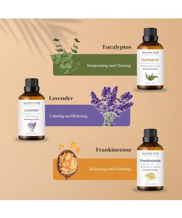 Buy Majestic Pure Essential Oils Set - 100% Pure 6 x 10ml (Peppermint Lavender Eucalyptus Tea Tree Lemongrass) for Diffusers Aromatherapy & Candles - International Shipping Available - Buy Online on GoSupps.com