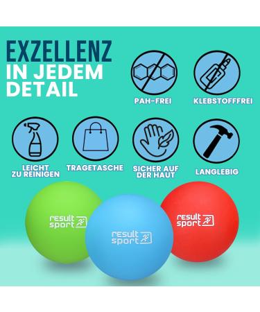 Resultsport Lacrosse Fascia Ball Massage Set - 3 Piece - Plantar Fasciitis Relief Foot & Trigger Point Massage Deep Tissue Myofascial Relief - Blue/Red/Green - Buy Online on GoSupps.com