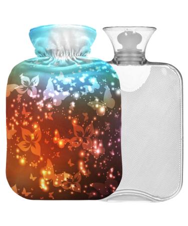 Naanle butterfly flower hot water bottle with reference transparent hot water bottle Handfoots Heating bags for pain relief heat and cold therapy 2L
