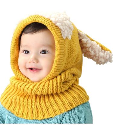 Tuopuda Baby Winter Hat and Scarf Set | Earflap Hood Knit Hat Scarves | Yellow | 6-36 Months - Buy Online on GoSupps.com