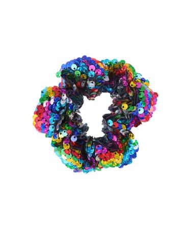 Amosfun Hair Scrunchies Sparkly Sequins Ponytail Holders Mermaid Hair Bands Hair Rope for Women Colorful