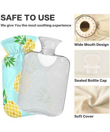 Pineapple Hot Water Bottle with Cover - 1L BPA Free Small Hot Water Bag for Pain Relief | Headache Neck & Shoulders Relief - Buy Online on GoSupps.com