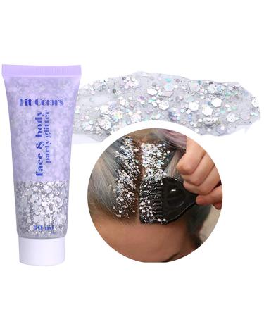 Face Glitter Makeup Gel Hair Body Glitter Gel Glitter Face Paint Mermaid Sequins Self-Adhesive Glitter Face Paint Gel Liquid Waterproof Holographic Festival Rave Accessories(05)