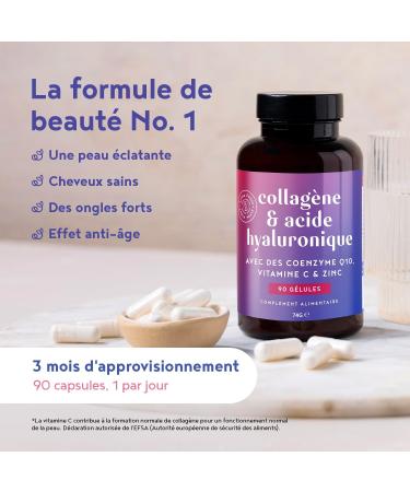 Marine Collagen + Hyaluronic Acid | 90 Capsules | 3 Month Treatment | Hydrolyzed Collagen Peptides Type 1 | with Vitamin C Zinc and Coenzyme Q10 | for Skin Joints Bones and Hair | Alpha Foods - Buy Online on GoSupps.com