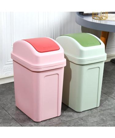 Dual Swing Lid Trash Can - Large Capacity Press-Type Garbage Bin for Home Kitchen Hotel Bathroom & Office - Pink - Buy Online on GoSupps.com